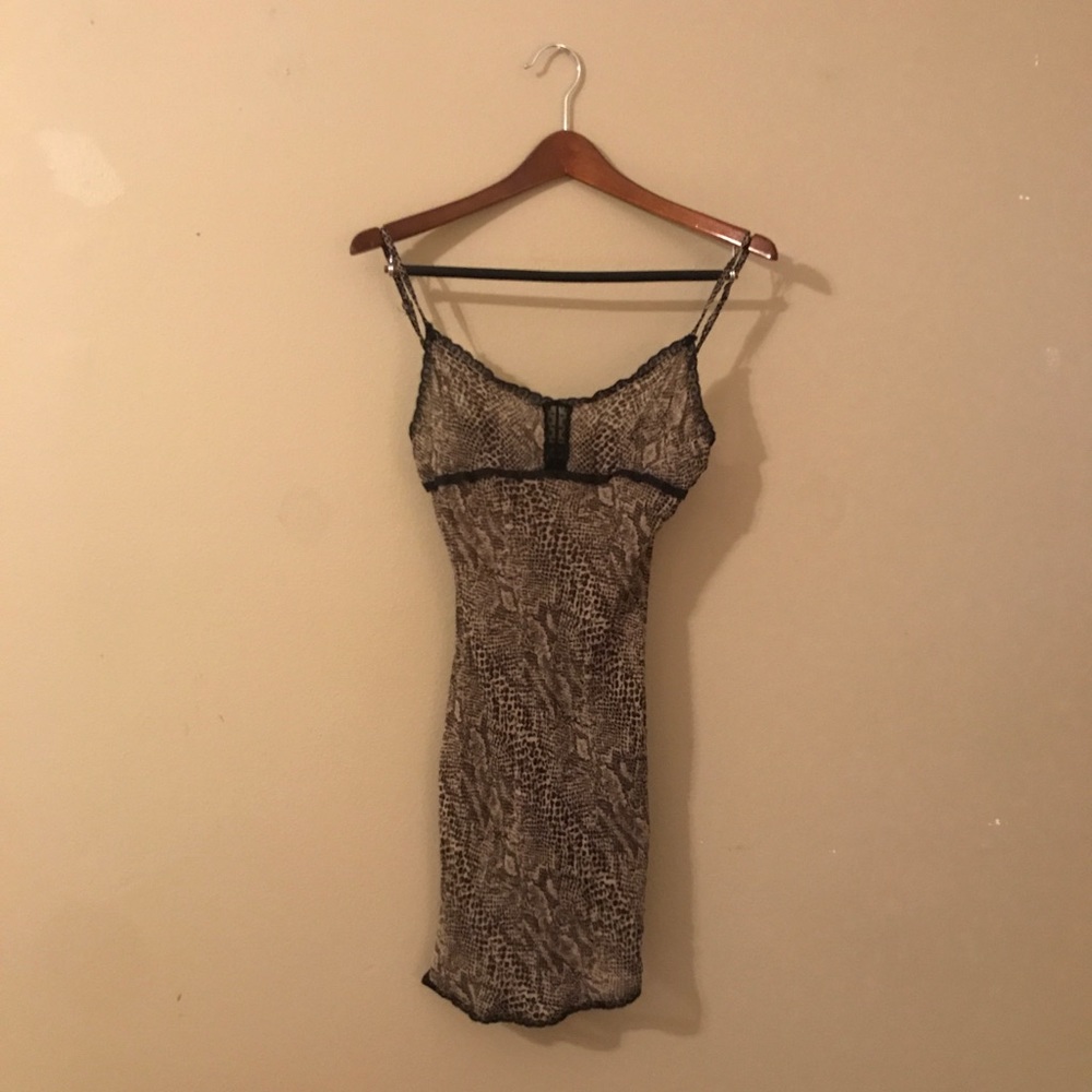 Vintage Betsy Johnson snakeskin print slip dress